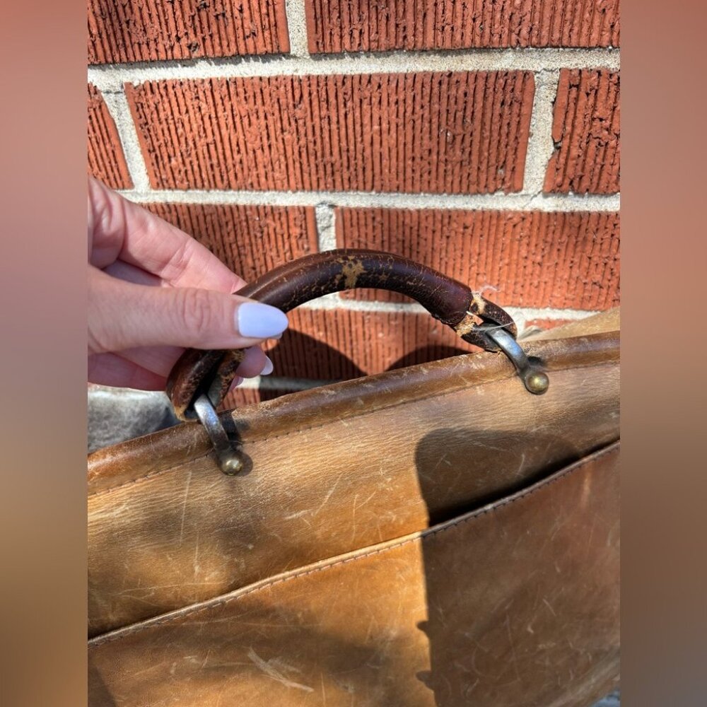 Antique Vintage Leather Briefcase - Picture 3 of 4